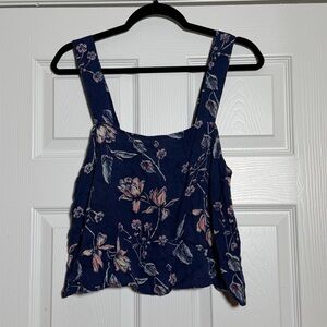 Billabong Navy Floral Flowy Summer Beach Vacation Crop Top